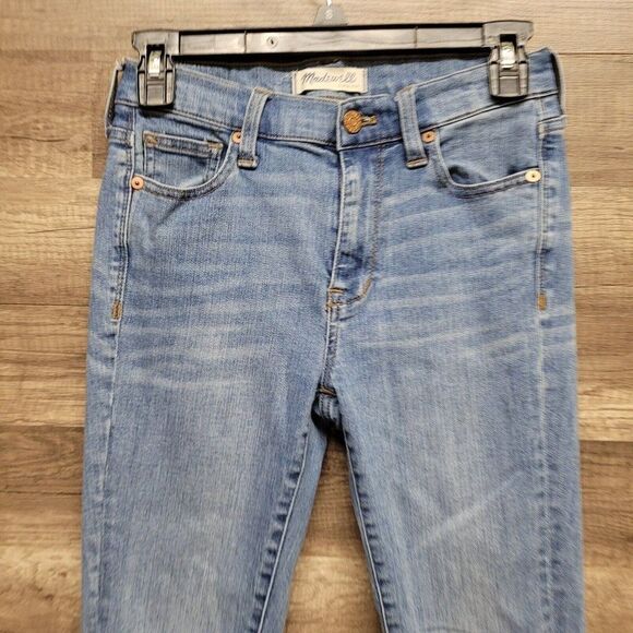 Madewell Distressed‎ High Riser Skinny Cut Edge Jeans Blue Womens Size 25 Denim - Picture 8 of 16